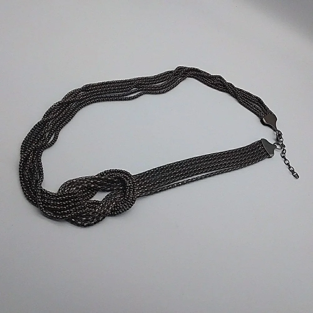Long Chunky Necklace‎ Gun Metal Multi Chains Necklace Belt 32-35